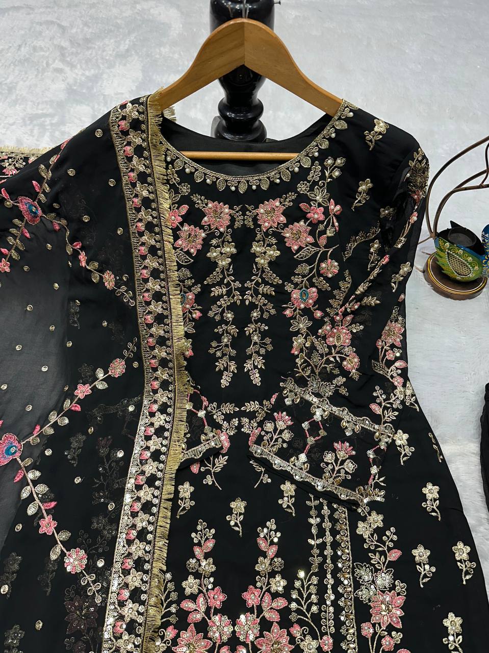 Premium Faux Georgette Top, Pant & Dupatta – Heavy Embroidery