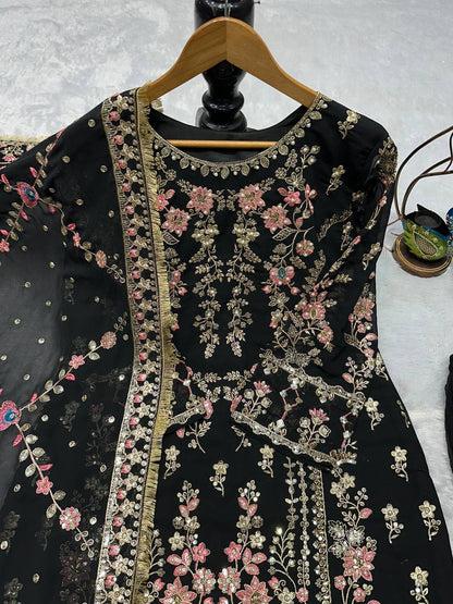 Premium Faux Georgette Top, Pant & Dupatta – Heavy Embroidery