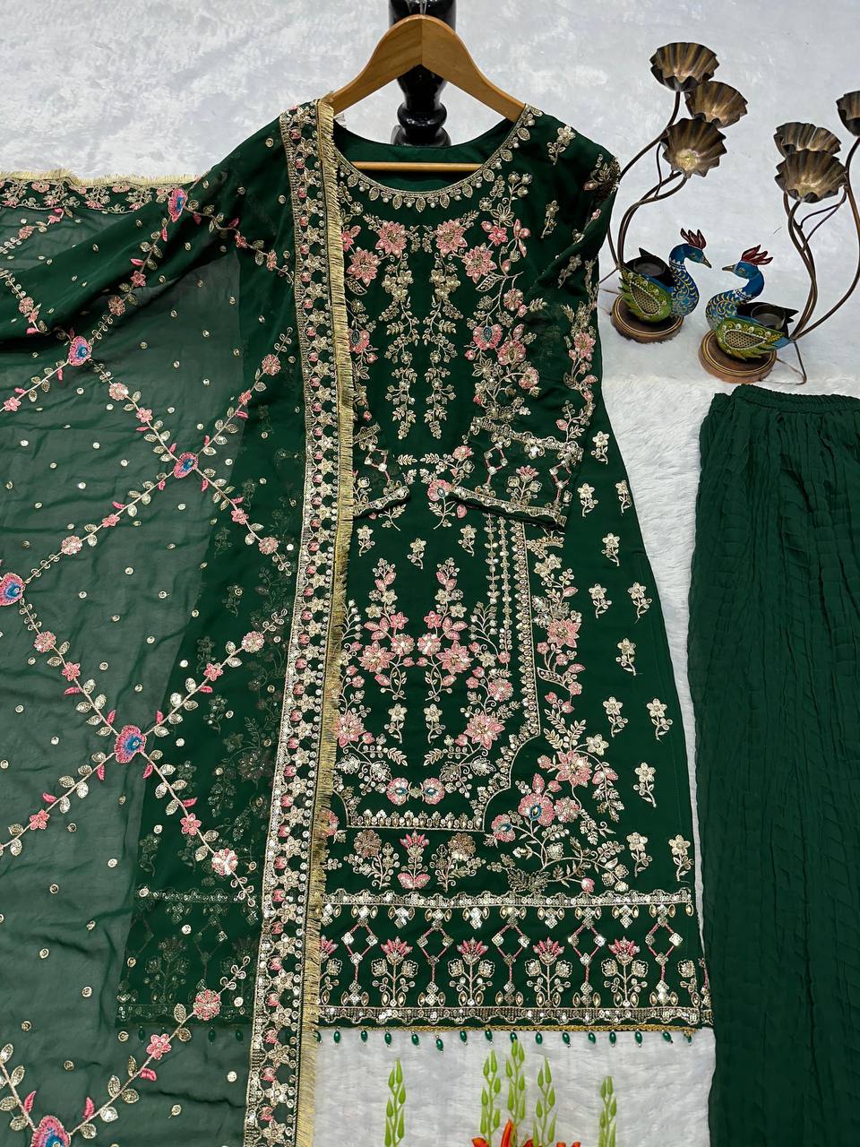 Premium Faux Georgette Top, Pant & Dupatta – Heavy Embroidery