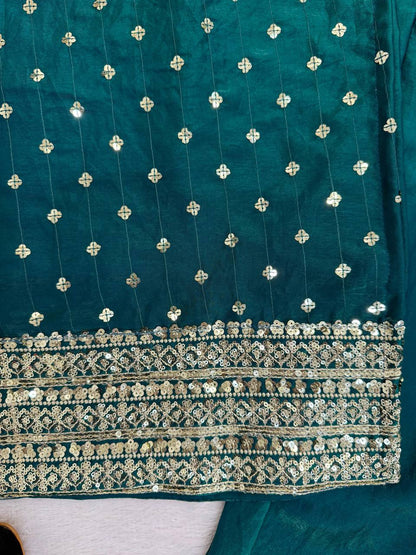 Premium Fendy Silk Top, Pant & Dupatta – Thread & Sequins Embroidery Work