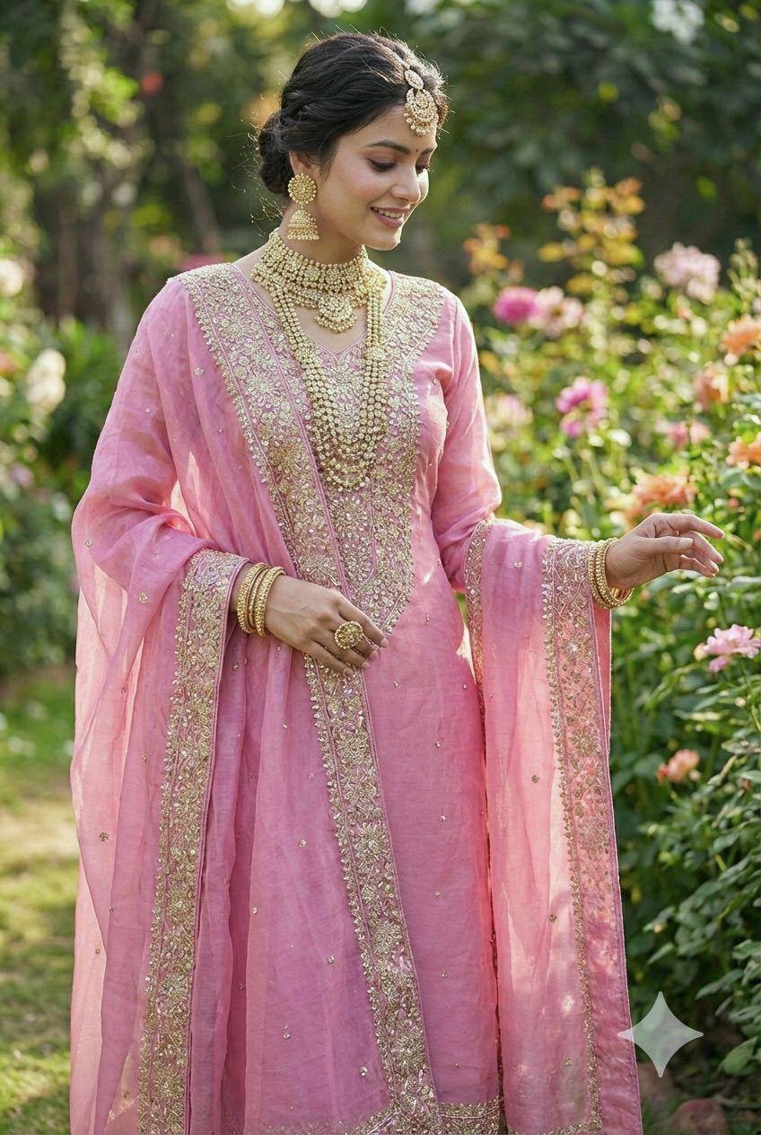 Premium Fendy Silk Top, Plazzo & Dupatta – Heavy Sequins Embroidery