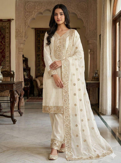 Premium Fendy Silk Top, Plazzo & Dupatta – Heavy Sequins Embroidery