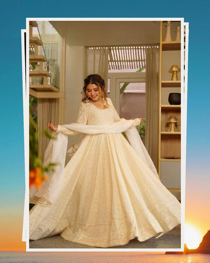 Premium Soft Georgette Anarkali Suit Set – Heavy Sequins & Zari Embroidery