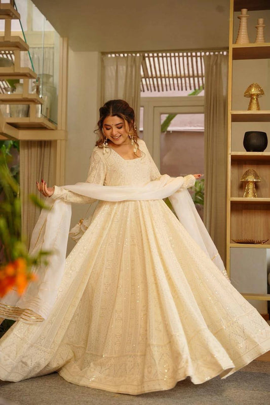 Premium Soft Georgette Anarkali Suit Set – Heavy Sequins & Zari Embroidery