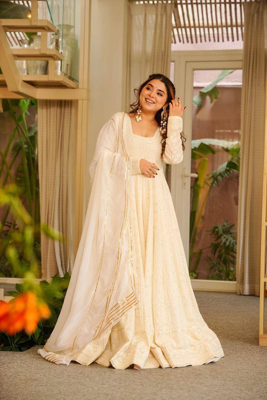 Premium Soft Georgette Anarkali Suit Set – Heavy Sequins & Zari Embroidery