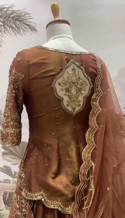 Premium Simmer Silk Top, Lehenga & Dupatta – Sequins & Coding Embroidery Work