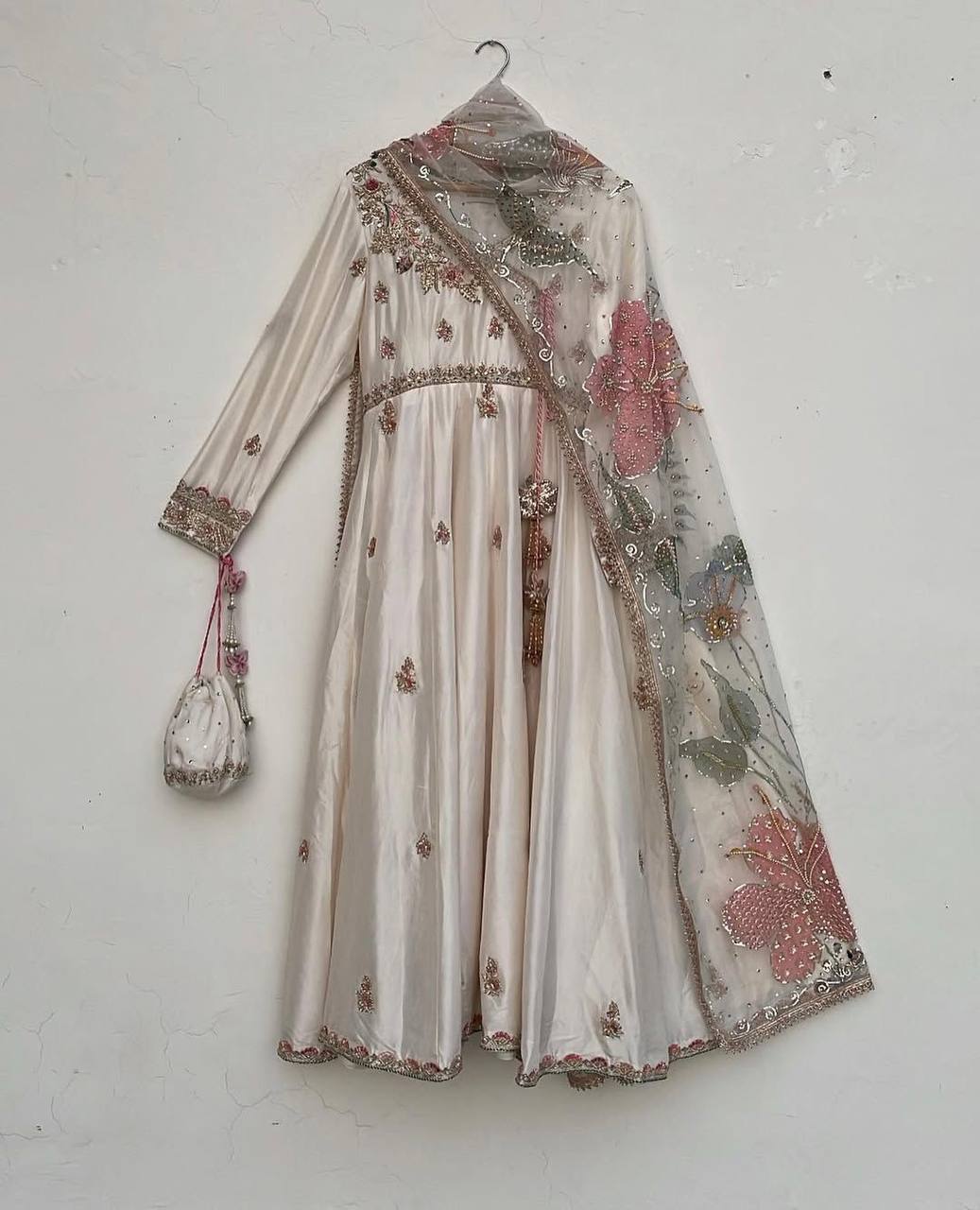 Premium Chinon Silk Gown, Plazzo & Dupatta – Sequins Embroidery
