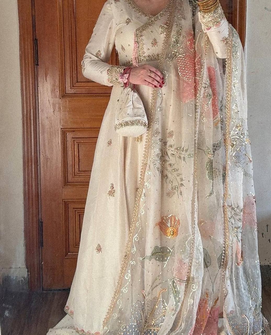 Premium Chinon Silk Gown, Plazzo & Dupatta – Sequins Embroidery