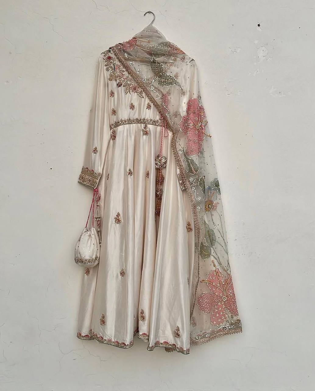 Premium Chinon Silk Gown, Plazzo & Dupatta – Sequins Embroidery