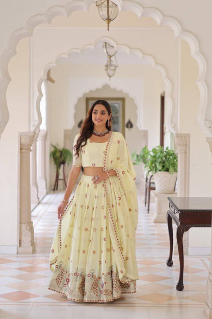 Premium Vichitra Silk Lehenga Choli – Sequins, Zari & Thread Embroidery