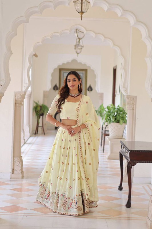Premium Vichitra Silk Lehenga Choli – Sequins, Zari & Thread Embroidery