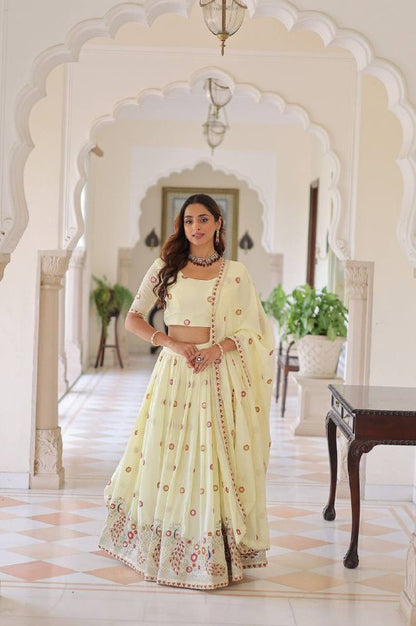 Premium Vichitra Silk Lehenga Choli – Sequins, Zari & Thread Embroidery