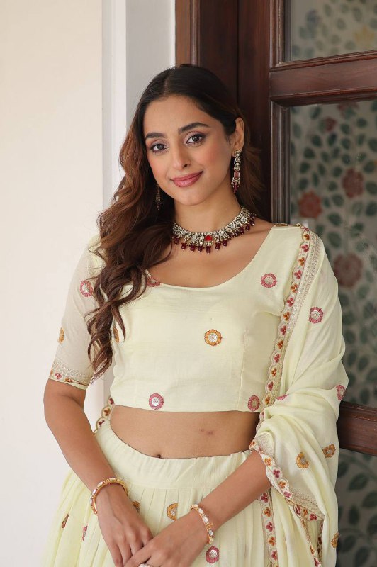 Premium Vichitra Silk Lehenga Choli – Sequins, Zari & Thread Embroidery