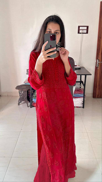 Premium Georgette Embroidered Suit with Pant & Dupatta