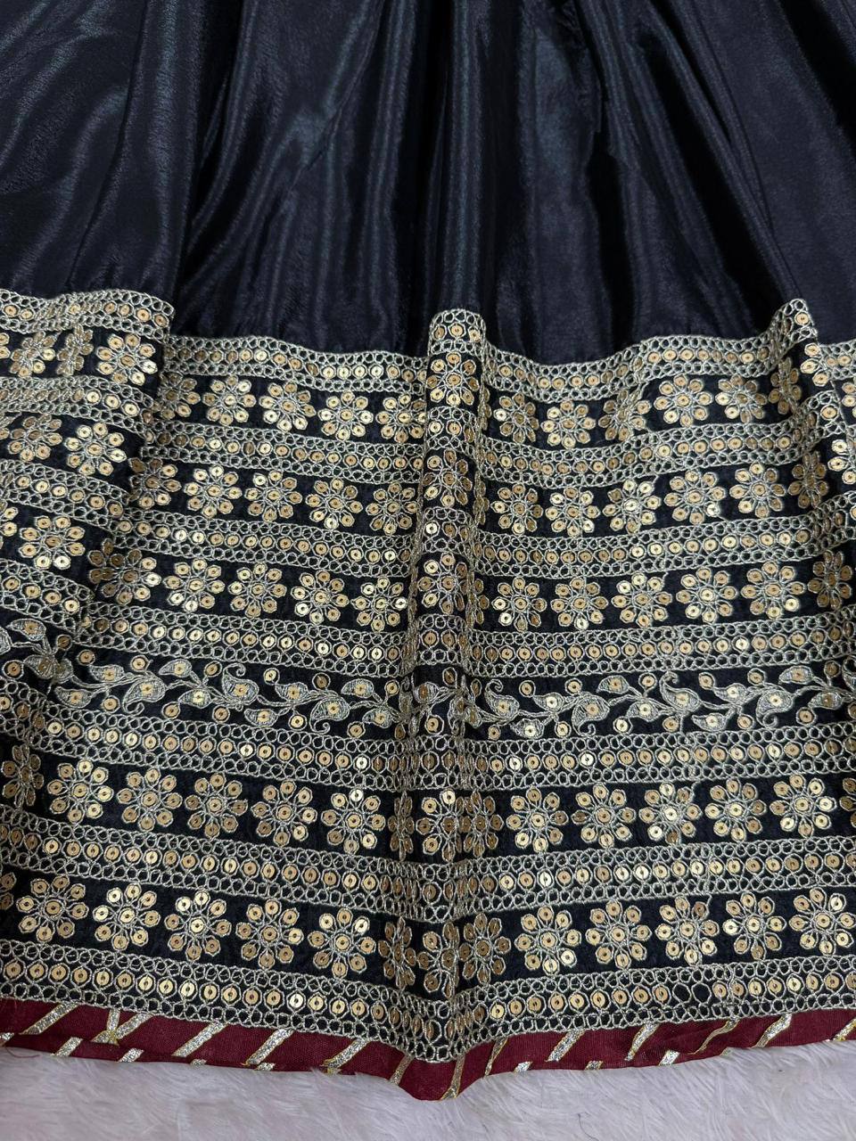 Premium Chinon Silk Gown, Pant & Dupatta – Thread & Sequins Embroidery Work