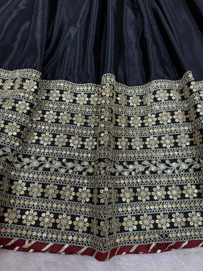 Premium Chinon Silk Gown, Pant & Dupatta – Thread & Sequins Embroidery Work