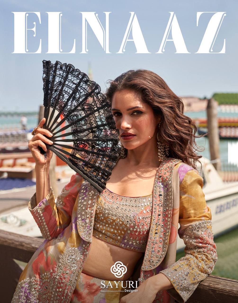 Premium Chinon Silk Jacket, Blouse & Gharara – Heavy Embroidery