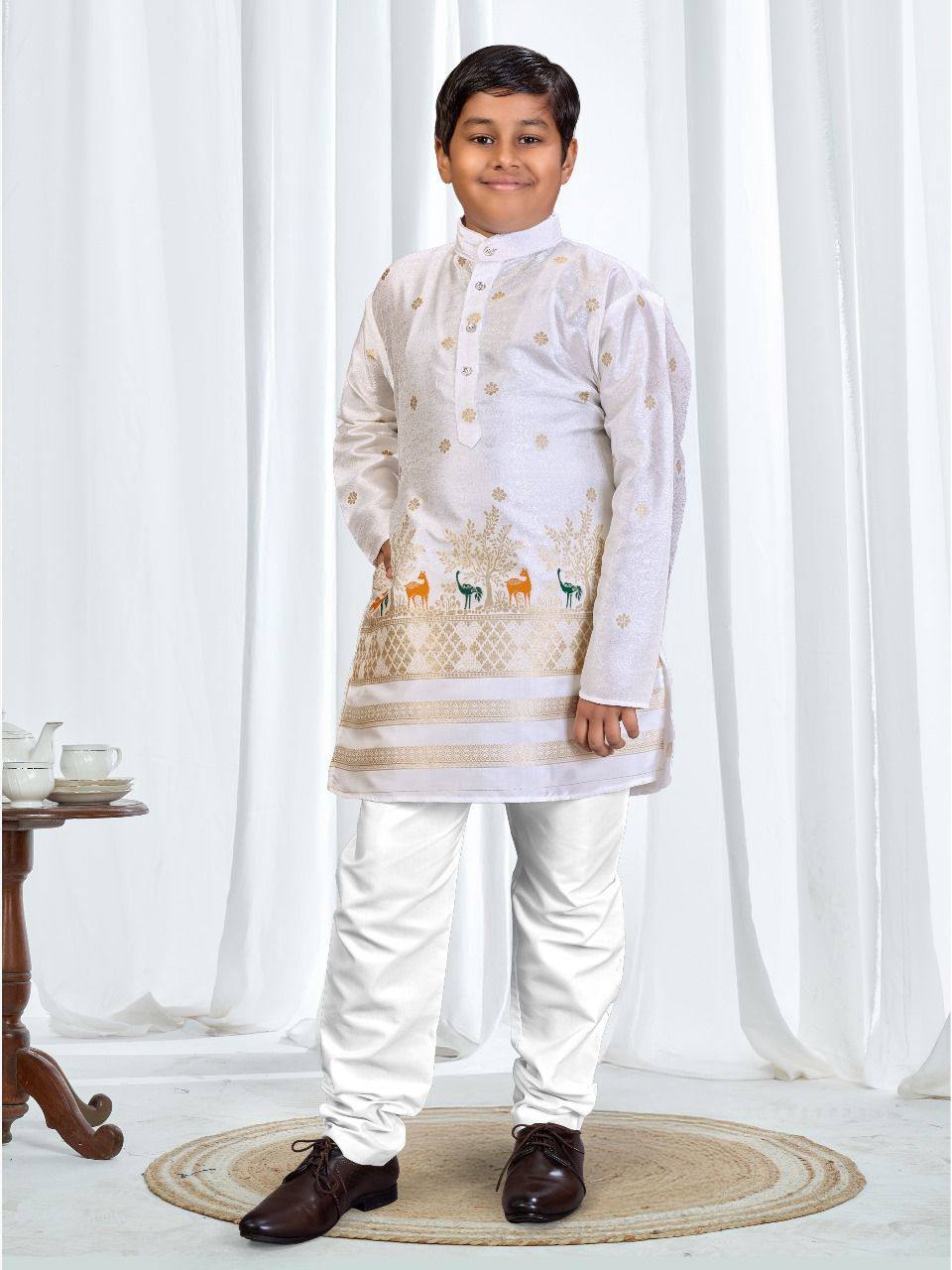 Premium Silk Kurta Pyjama Set – Jacquard Imprints with Pocket