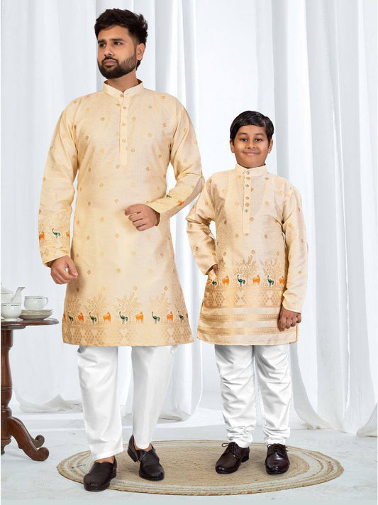 Premium Silk Kurta Pyjama Set – Jacquard Imprints with Pocket