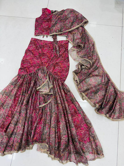 Premium Sparkle Fabric Fish‑Cut Lehenga Set
