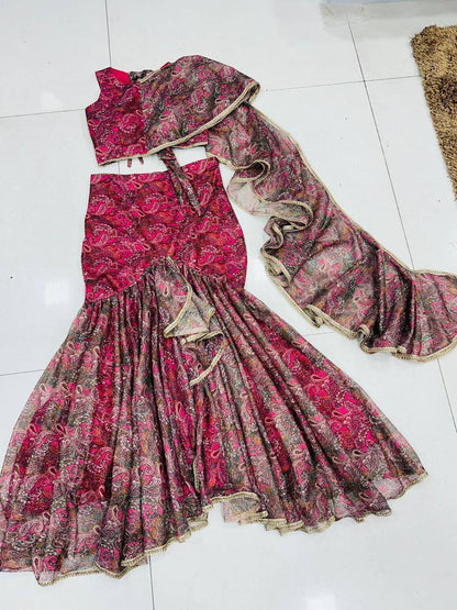 Premium Sparkle Fabric Fish‑Cut Lehenga Set