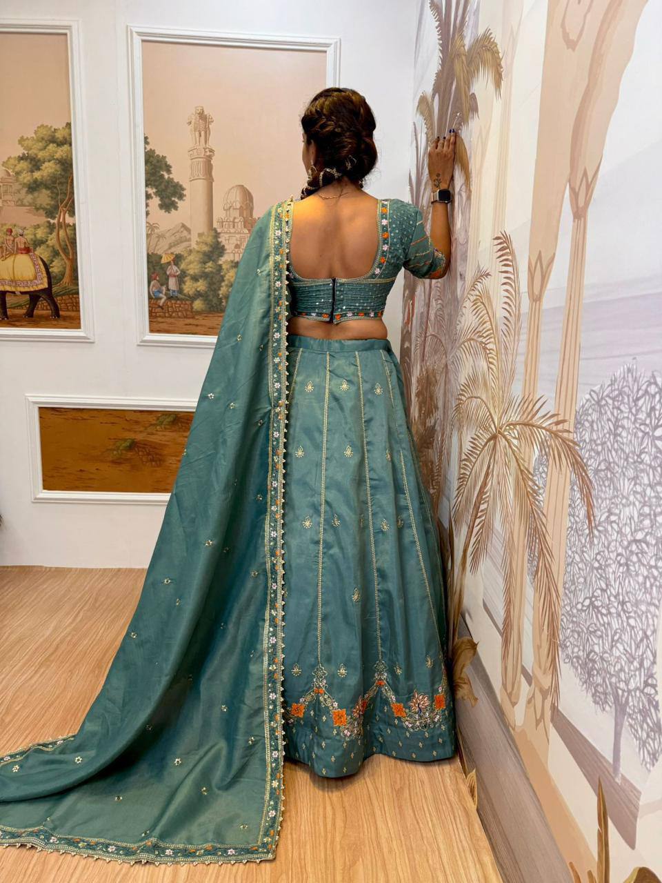 Premium Shimmer Fabric Lehenga‑Blouse‑Dupatta Set