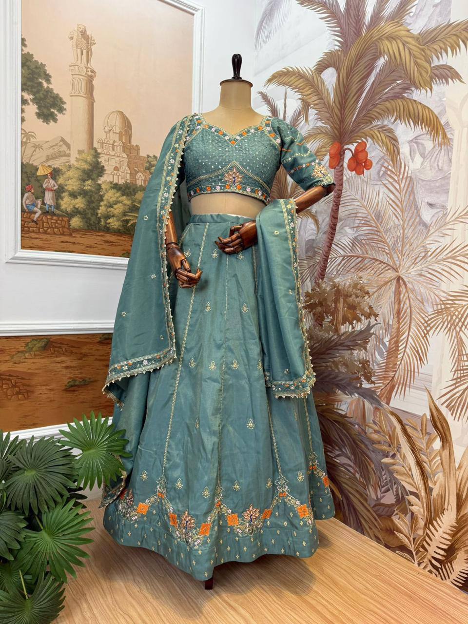 Premium Shimmer Fabric Lehenga‑Blouse‑Dupatta Set