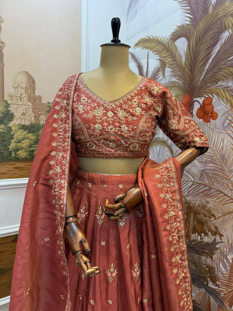 Premium Shimmer Fabric Lehenga‑Blouse‑Dupatta Set