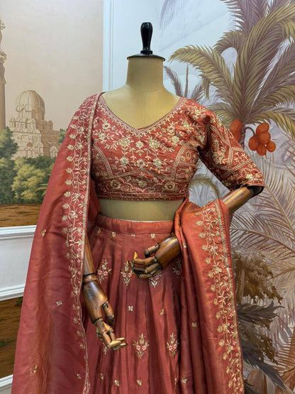 Premium Shimmer Fabric Lehenga‑Blouse‑Dupatta Set