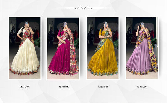 Premium Vichitra Silk Lehenga‑Choli‑Dupatta Set – Sequins &amp; Thread Embroidery