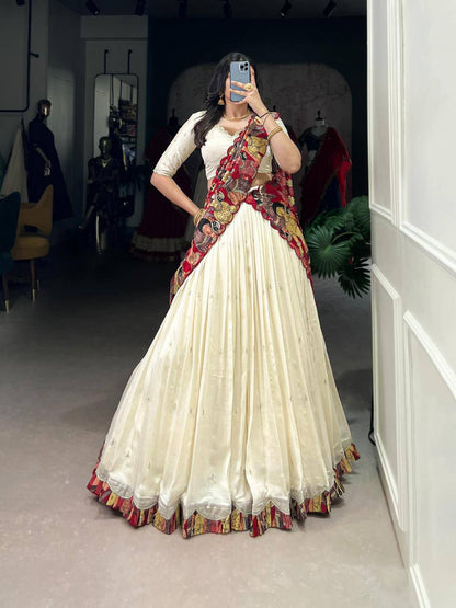 Premium Vichitra Silk Lehenga‑Choli‑Dupatta Set – Sequins &amp; Thread Embroidery