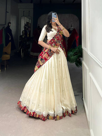 Premium Vichitra Silk Lehenga‑Choli‑Dupatta Set – Sequins &amp; Thread Embroidery