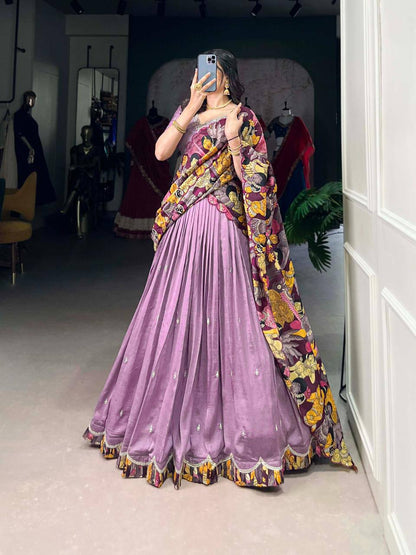 Premium Vichitra Silk Lehenga‑Choli‑Dupatta Set – Sequins &amp; Thread Embroidery