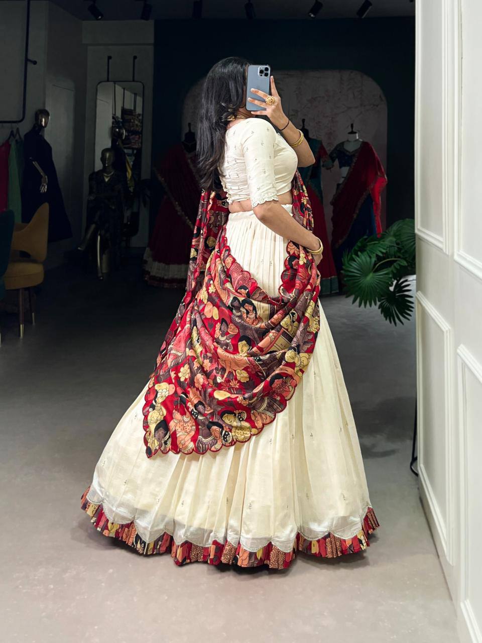 Premium Vichitra Silk Lehenga‑Choli‑Dupatta Set – Sequins &amp; Thread Embroidery