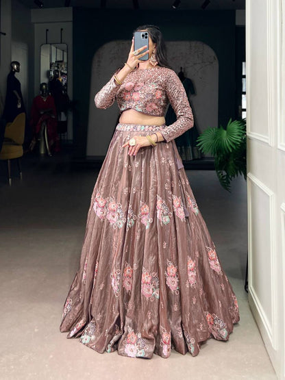 Premium Fendi Fabric Co‑ord Lehenga Set – Sequins &amp; Thread Embroidery