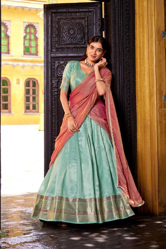 Premium Dupion Silk Lehenga‑Blouse‑Dupatta Set – Zari Weaving Work