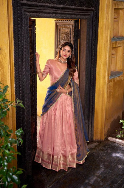 Premium Dupion Silk Lehenga‑Blouse‑Dupatta Set – Zari Weaving Work