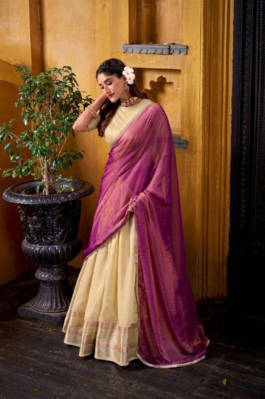 Premium Dupion Silk Lehenga‑Blouse‑Dupatta Set – Zari Weaving Work