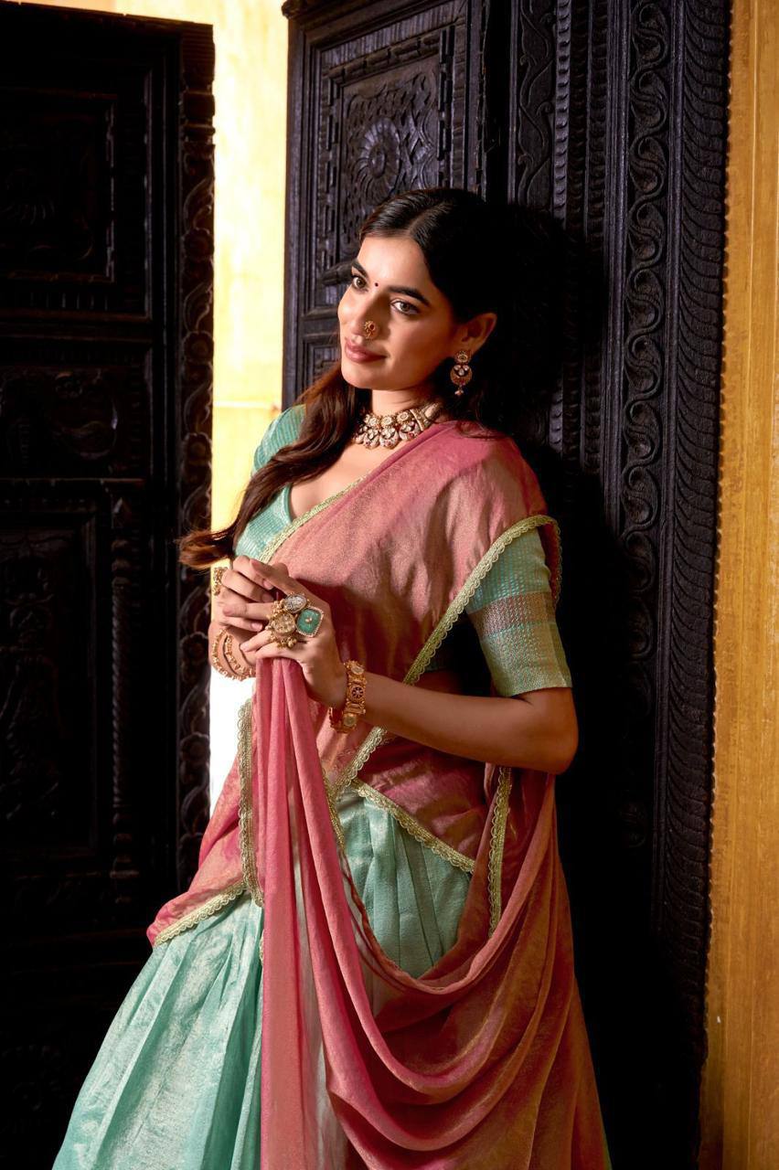 Premium Dupion Silk Lehenga‑Blouse‑Dupatta Set – Zari Weaving Work