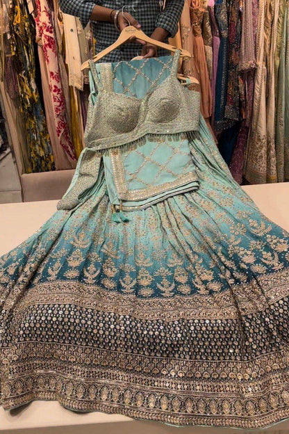 Bridal Faux Georgette Lehenga‑Choli‑Dupatta Set – Heavy Embroidery Sequins