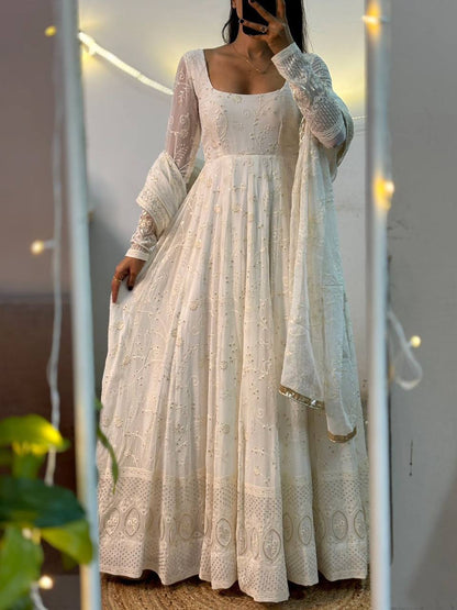 Premium Heavy Slim Georgette Anarkali Suit – Sequins & Embroidery Work