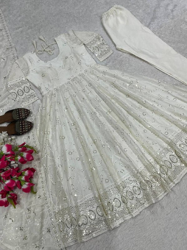 Premium Heavy Slim Georgette Anarkali Suit – Sequins & Embroidery Work