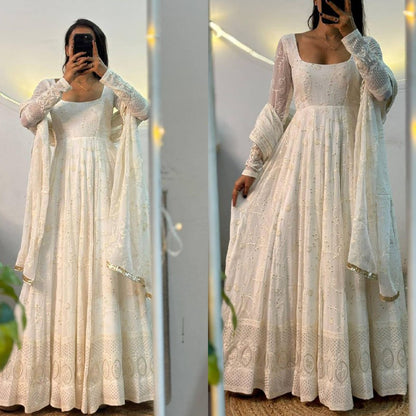 Premium Heavy Slim Georgette Anarkali Suit – Sequins & Embroidery Work