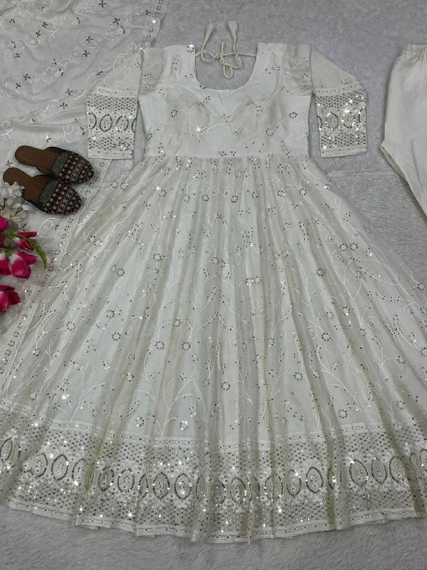Premium Heavy Slim Georgette Anarkali Suit – Sequins & Embroidery Work