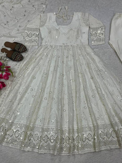 Premium Heavy Slim Georgette Anarkali Suit – Sequins & Embroidery Work