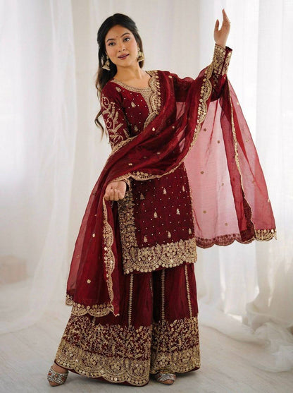 Premium Fendy Silk Ethnic Set – Embroidery Coding & Sequins Work
