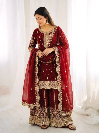Premium Fendy Silk Ethnic Set – Embroidery Coding & Sequins Work