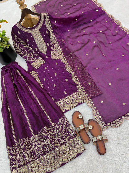 Premium Fendy Silk Ethnic Set – Embroidery Coding & Sequins Work