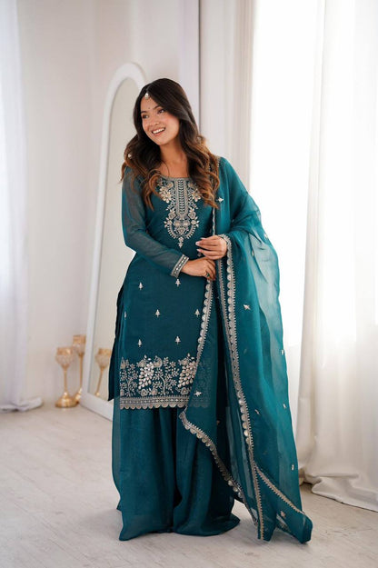Premium Fendy Silk Ethnic Set – Embroidery Coding & Sequins Work