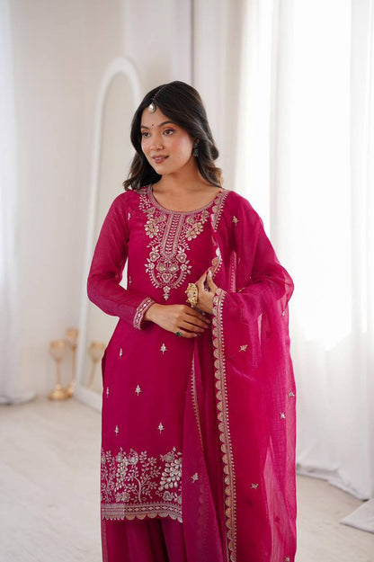Premium Fendy Silk Ethnic Set – Embroidery Coding & Sequins Work